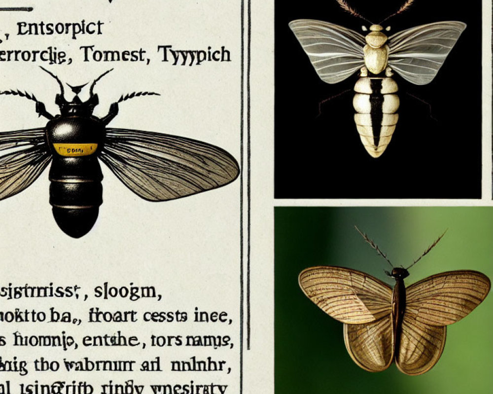 Vintage Entomological Insect Illustration Collage