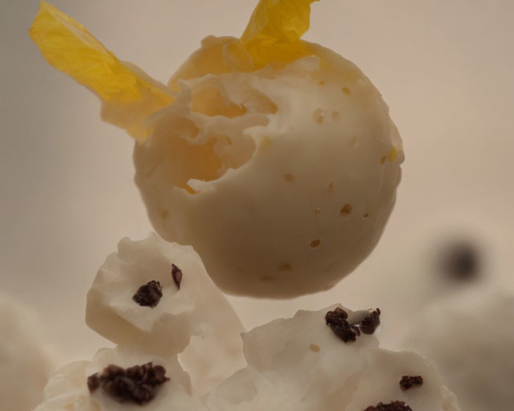 Creamy White Chocolate Truffle with Gold Leaf on Whipped Cream and Cookie Crumbles