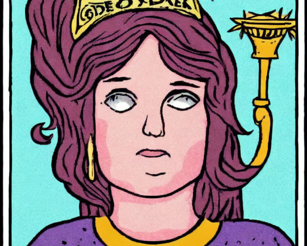 Woman with Crown Holding Scepter in Illustration