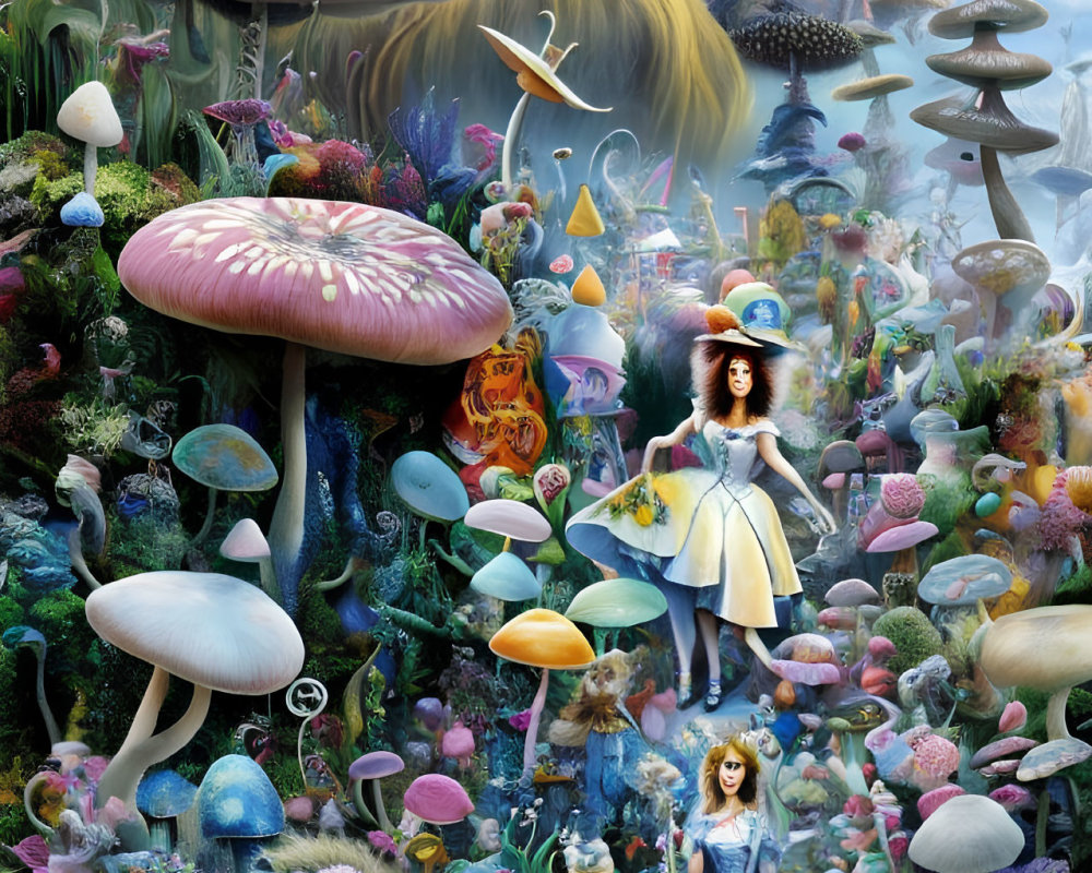 Fantasy Image: Magical Mushroom Forest with Whimsical Creatures