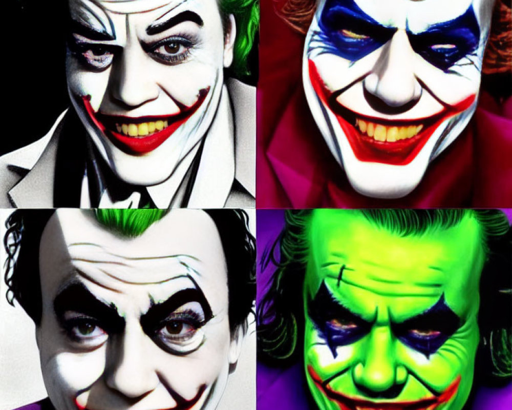 Colorful Joker Face Collage with Exaggerated Expressions