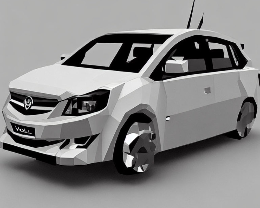 Modern Hatchback Car Model with Low-Polygon Style