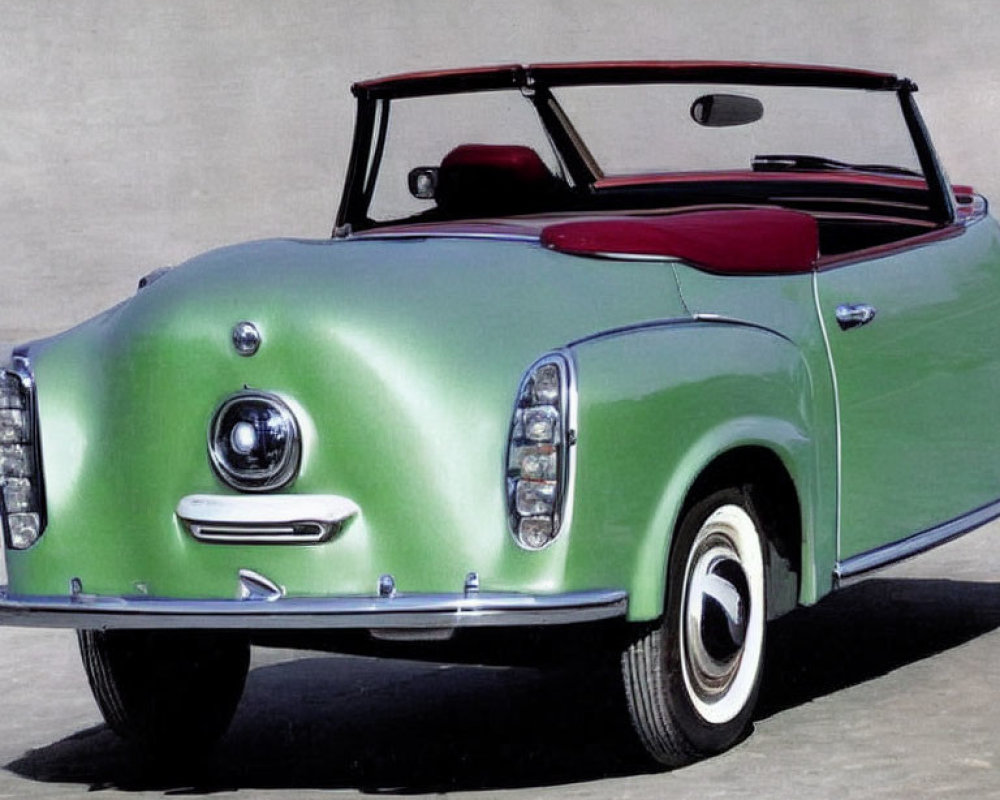 Classic Two-Tone Green Convertible Car with White Sidewall Tires