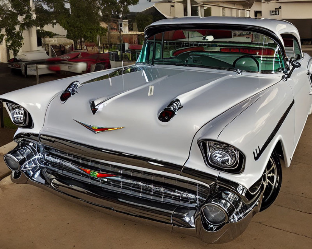 Vintage Chevrolet Bel Air with Chrome Trim in Outdoor Setting