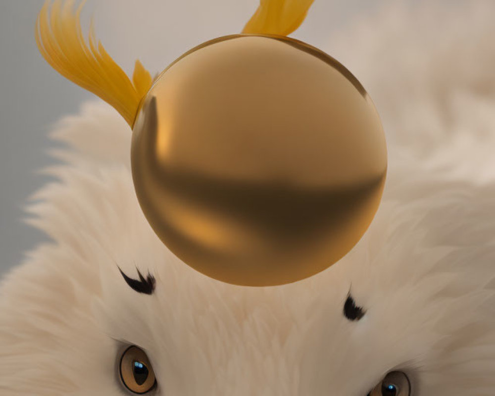 Fluffy creature with golden egg on head