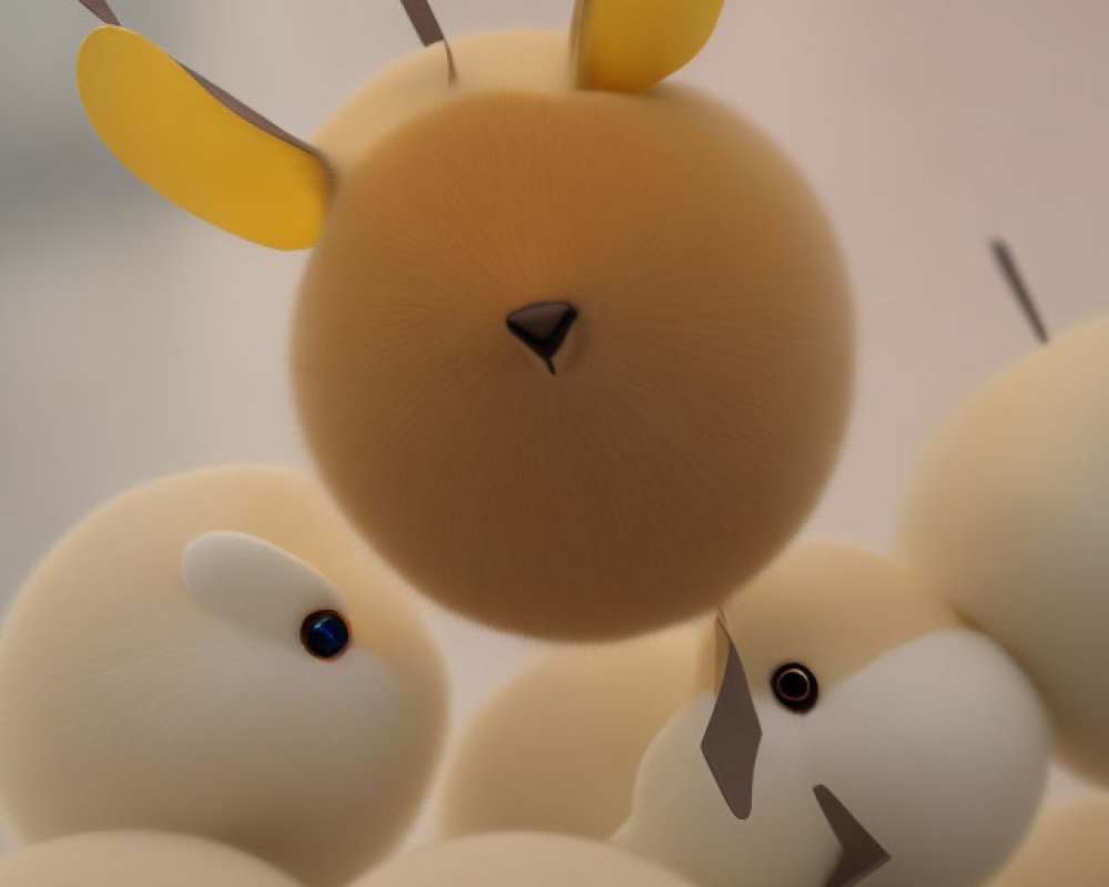 Detailed Close-Up of Whimsical Cartoon Rabbit Digital Artwork