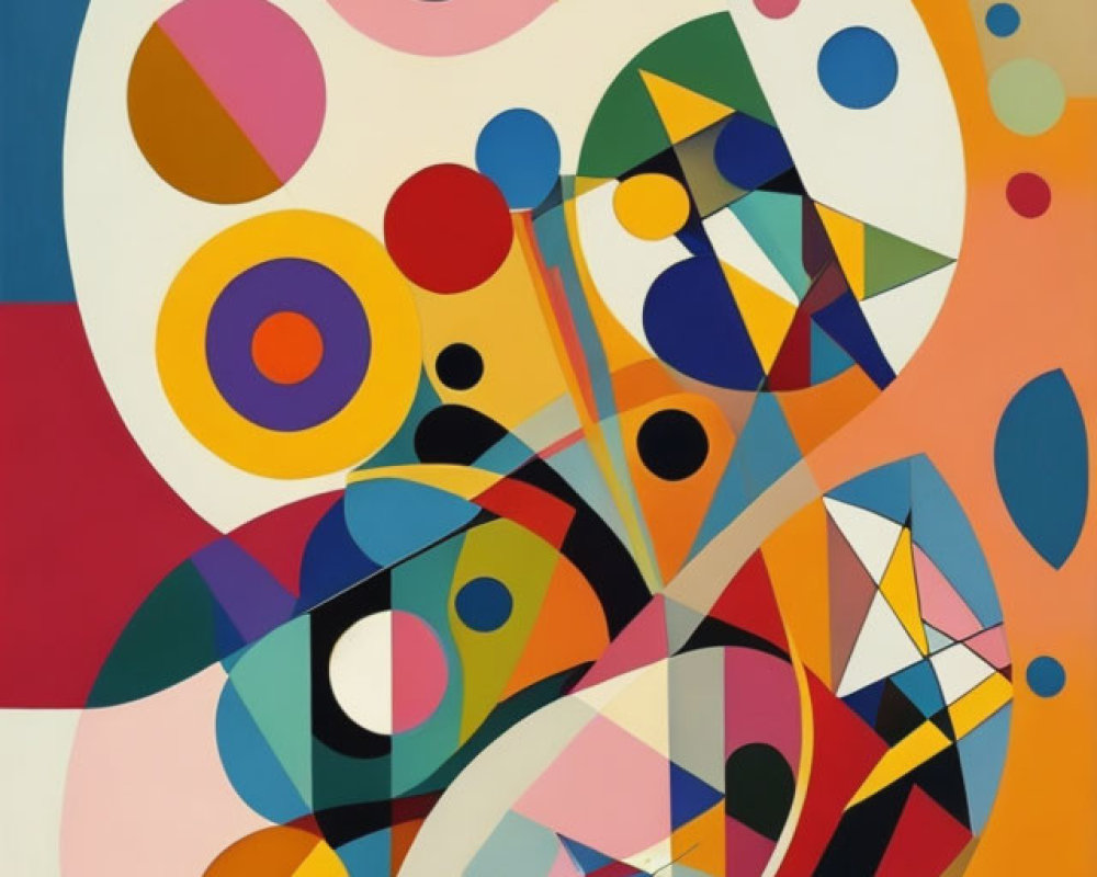 Vibrant Abstract Painting with Geometric Shapes and Bold Colors