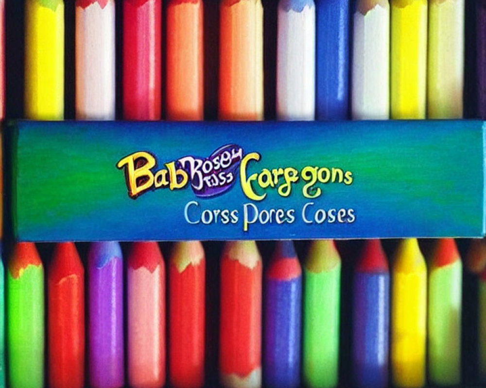 Colorful Crayons Box with Upward Tips and Blurred Brand Name