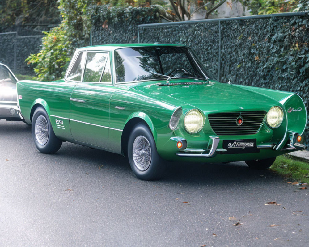 Vintage Green Fiat 124 Sport Coupé with Chrome Bumpers