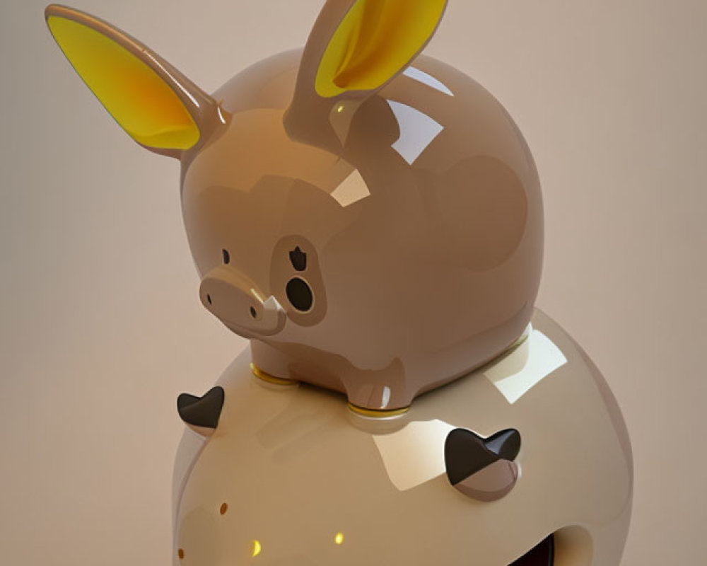 3D illustration of stacked piggy banks with golden ears & heart-shaped nostrils