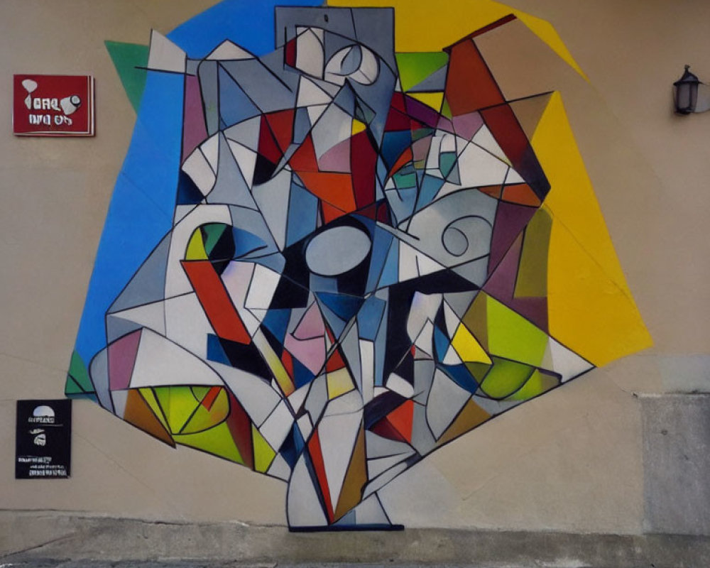 Colorful Abstract Cubist Style Geometric Wall Mural