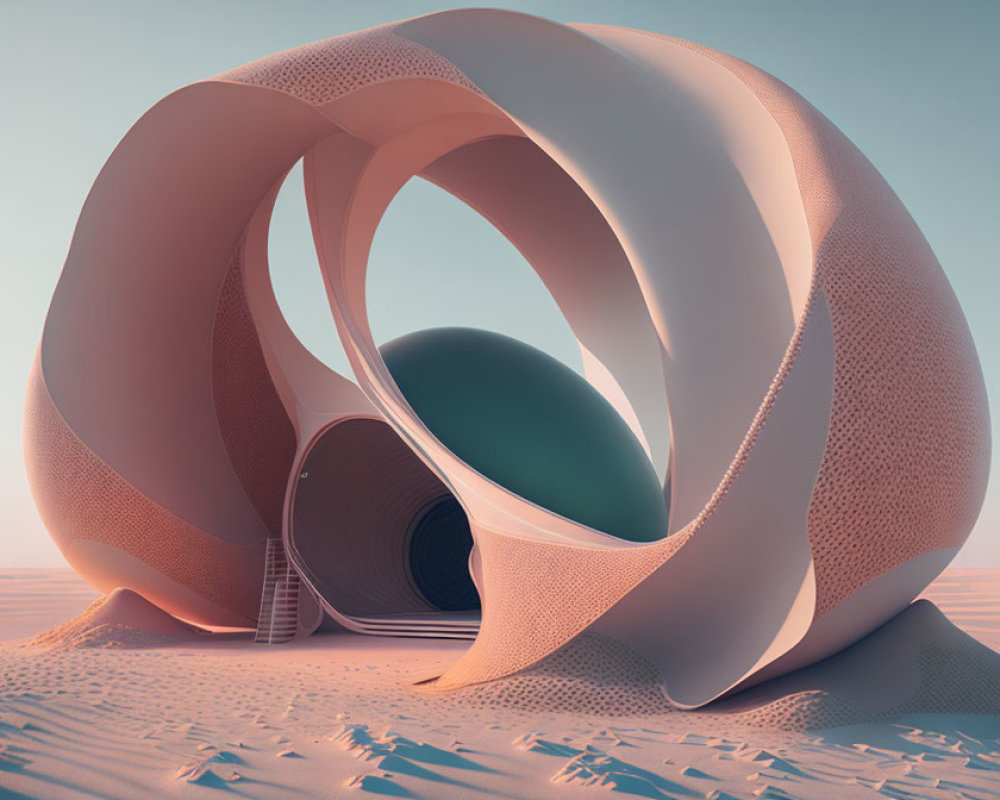 Futuristic Mobius Strip Structure in Desert Environment