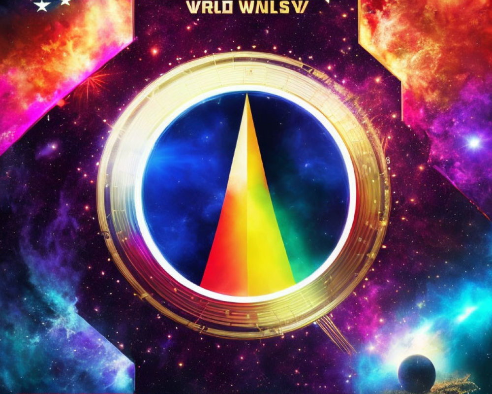 Vibrant rainbow spectrum portal in cosmic space