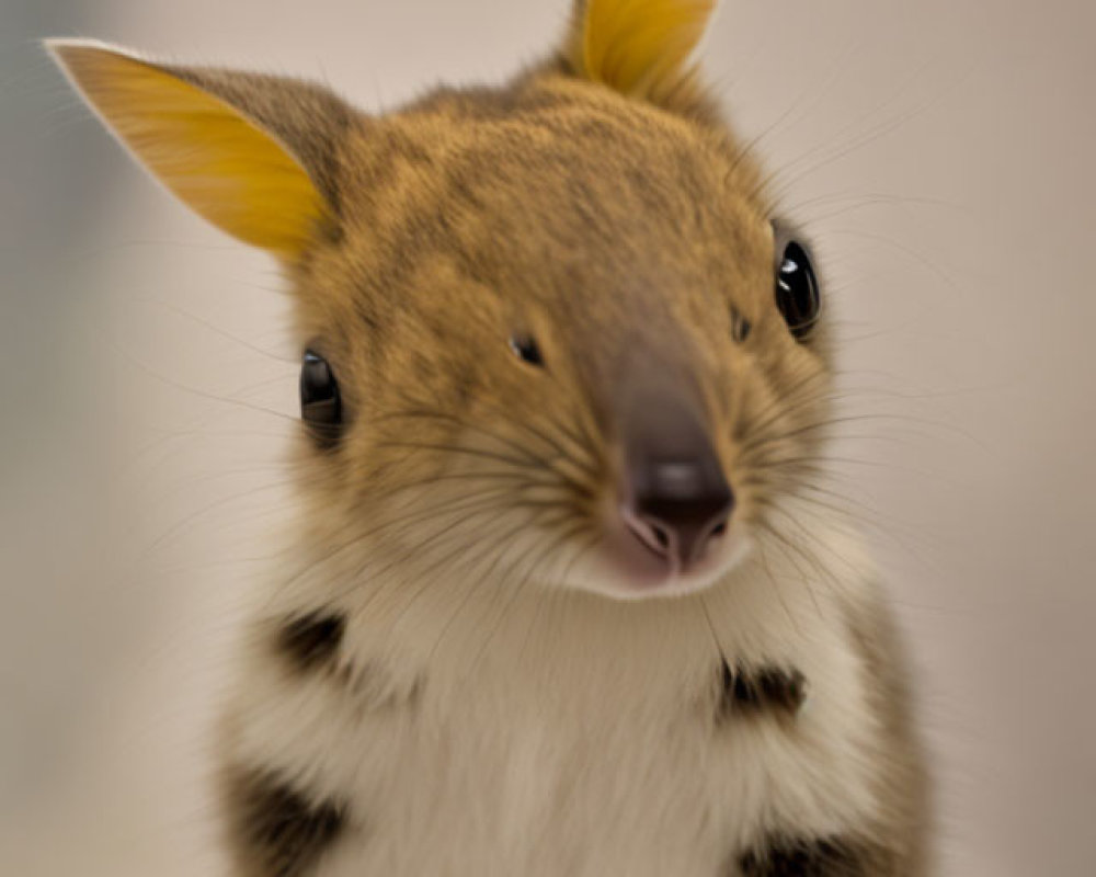 Close-up of Quokka with Round Face and Black Eyes