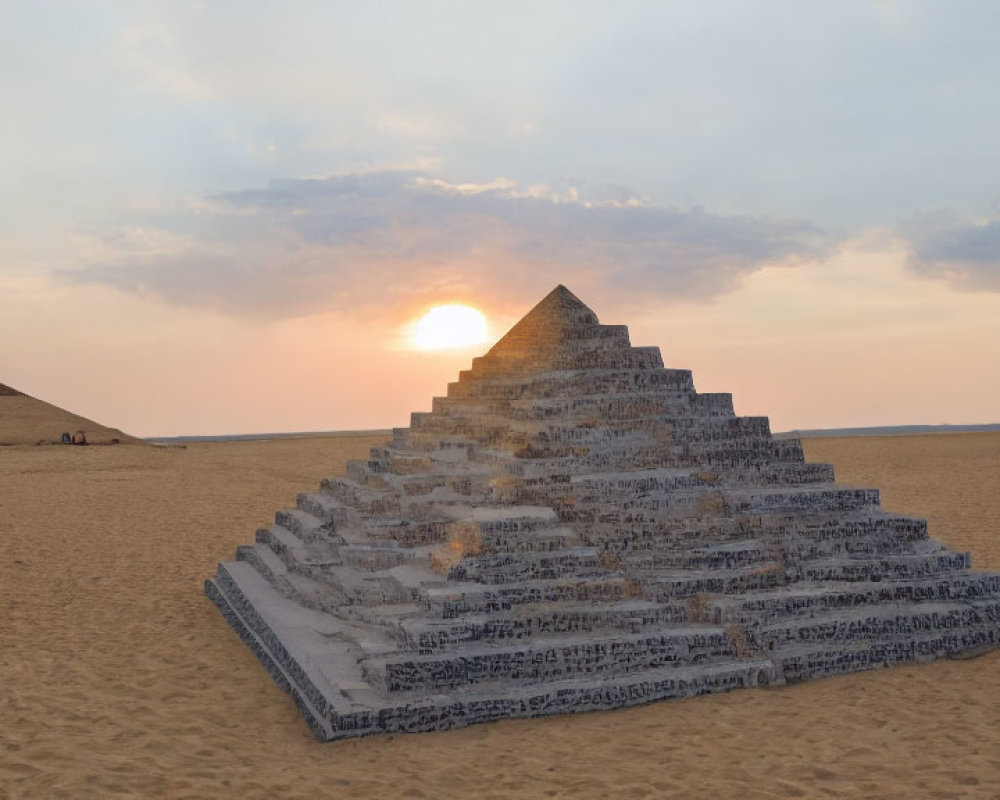 Sunset aligns small pyramid with Great Pyramid of Giza