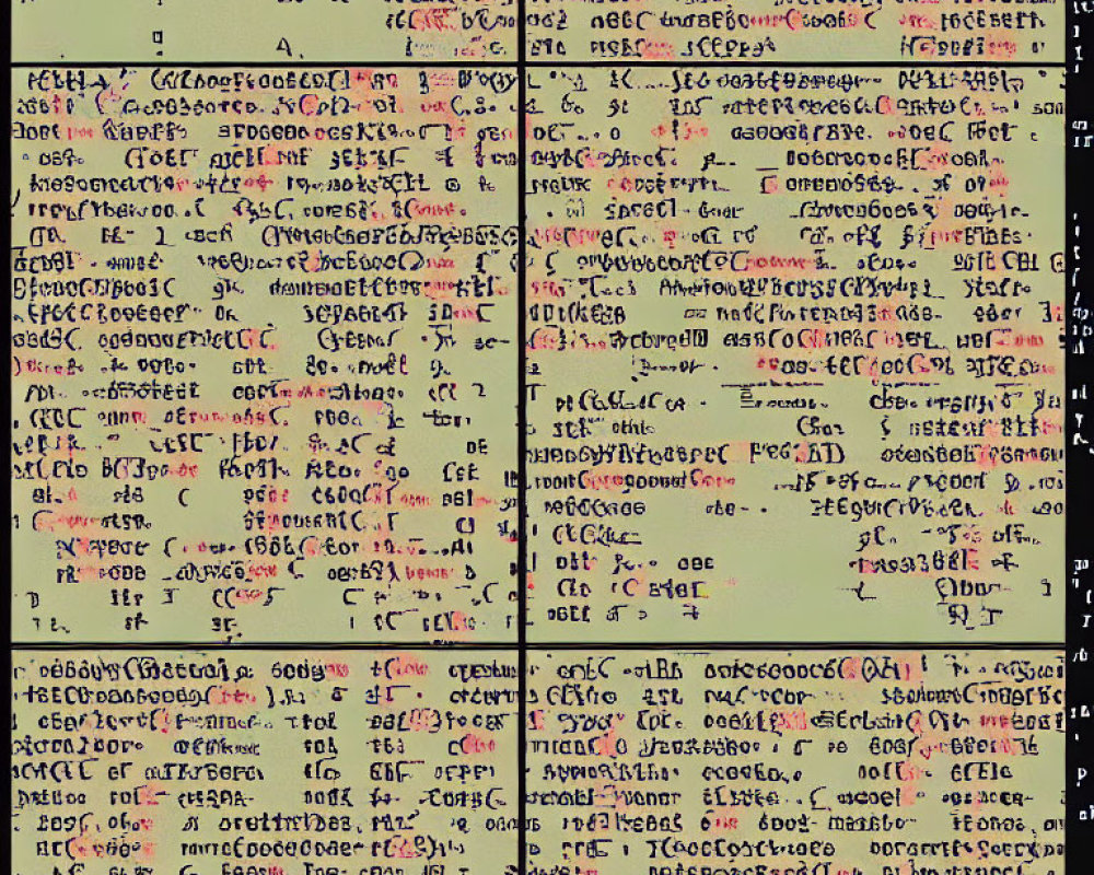 Page of dense mathematical notations and equations with handwritten red ink notes