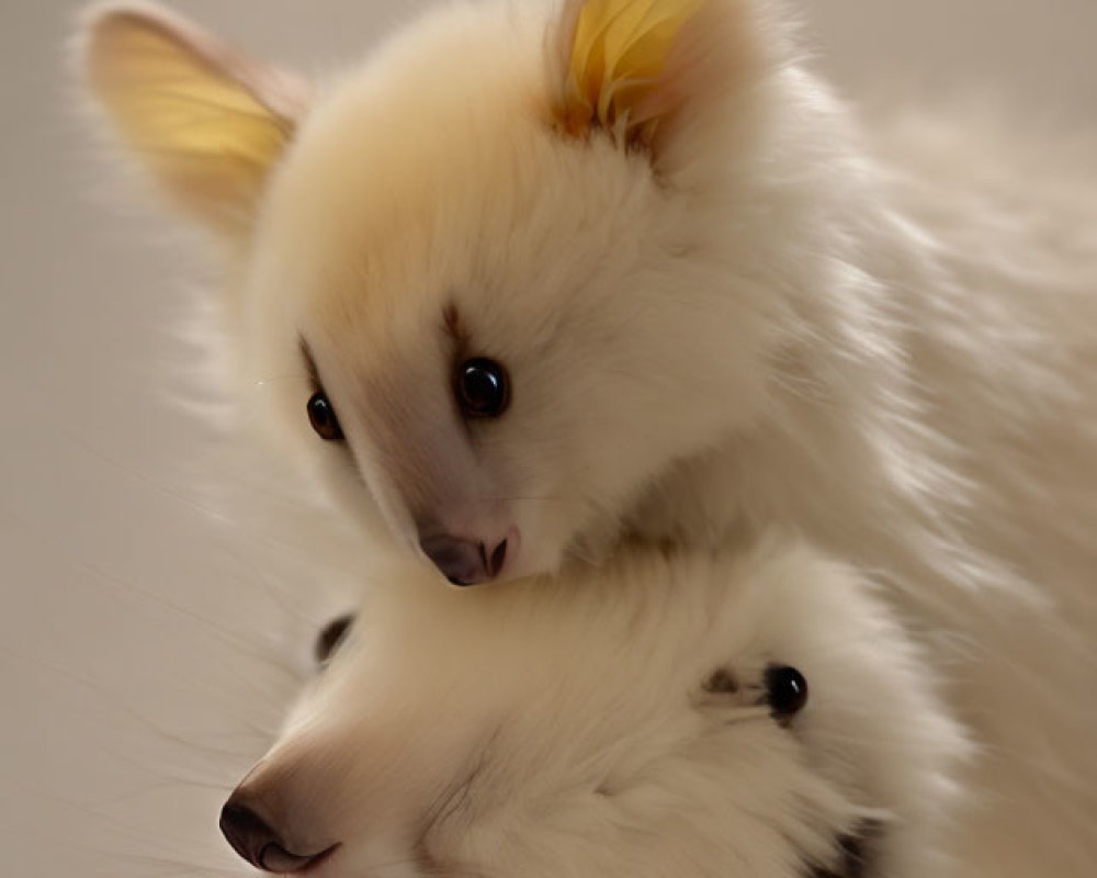 Fluffy White Creatures with Dark Eyes and Delicate Features