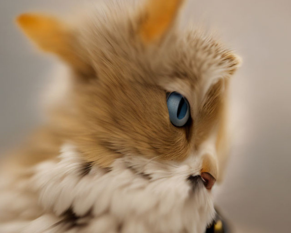 Fluffy Cat with Striking Blue Eyes Close-Up