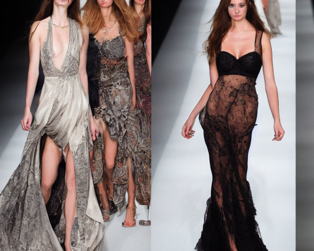 Fashion Show: Earth-Toned Dresses with Lace and Feathers