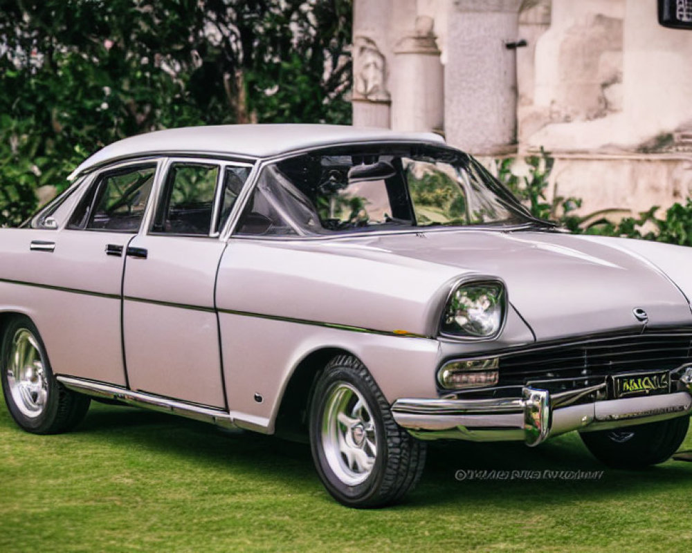 Vintage White and Black Nissan Cedric Sedan with Chrome Detailing