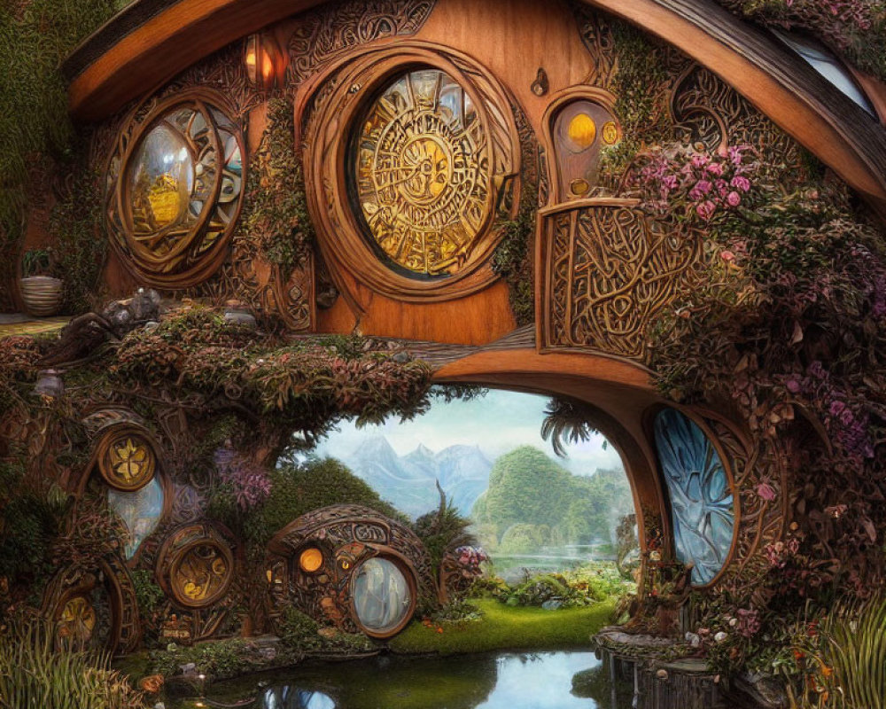 Intricately Designed Round Door House in Lush Greenery