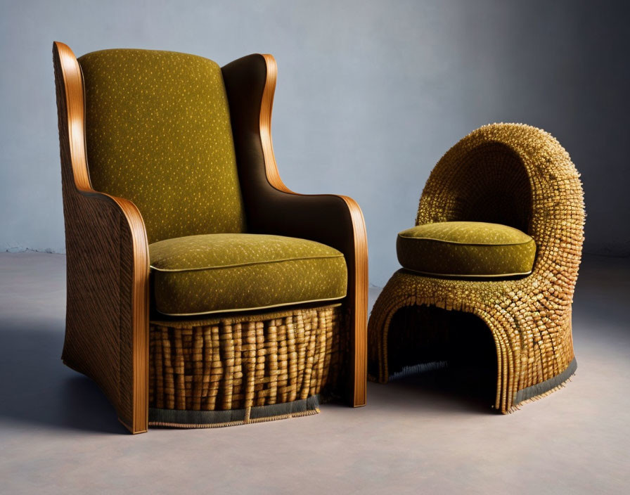 Contrasting traditional and modern chair designs side by side