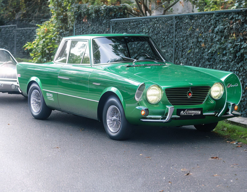 Vintage Green Fiat 124 Sport Coupé with Chrome Bumpers