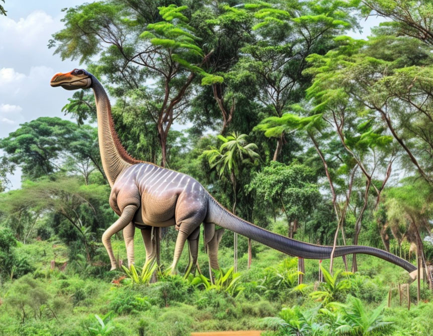 Realistic Brachiosaurus in Green Forest Scene