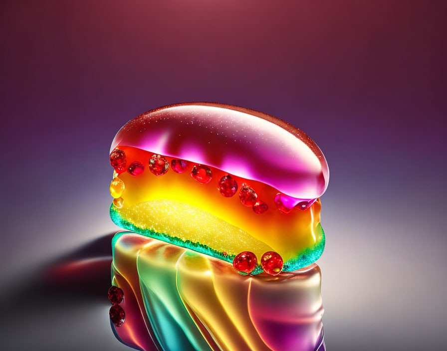 Colorful Digital Hamburger Artwork on Magenta Background