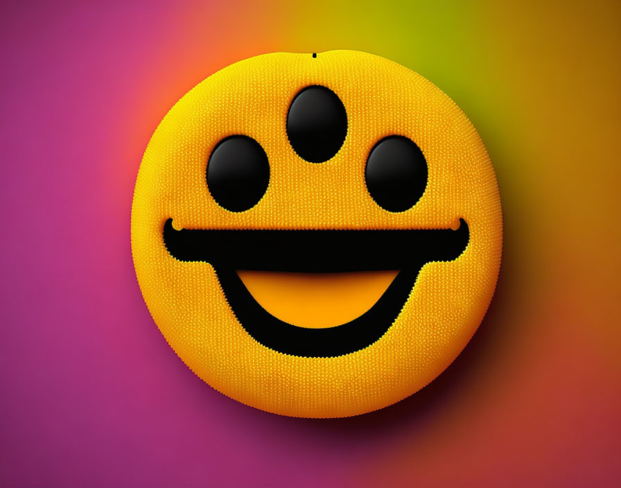 Three-Dimensional Smiley Face Emoji on Colorful Background