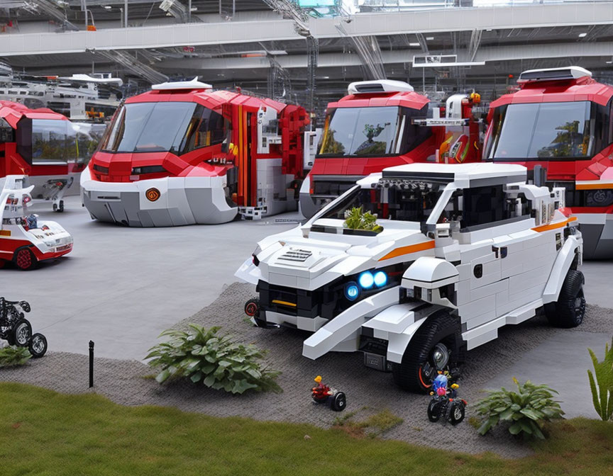 Assorted LEGO Vehicles in Diorama Display