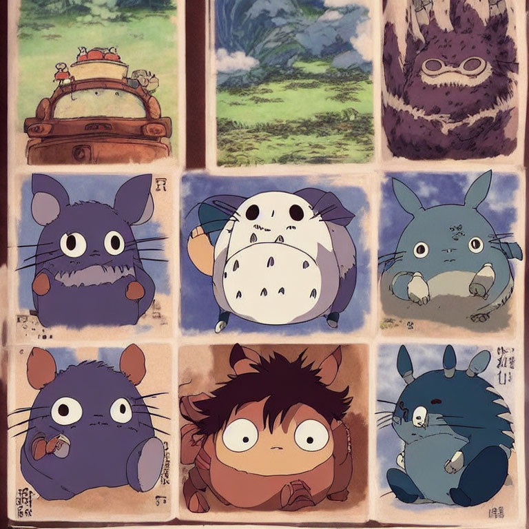 Collage of Studio Ghibli's "My Neighbor Totoro" characters and scenes