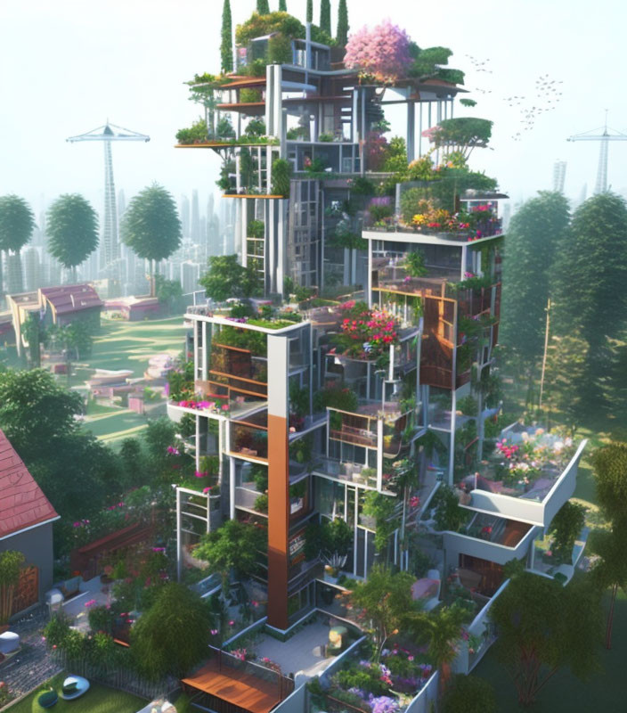 Vertical Garden Building with Modern Architecture and Greenery