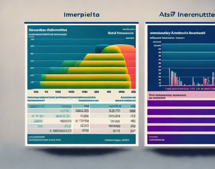 Colorful Bar and Line Charts Displayed on Monitor with Financial Data