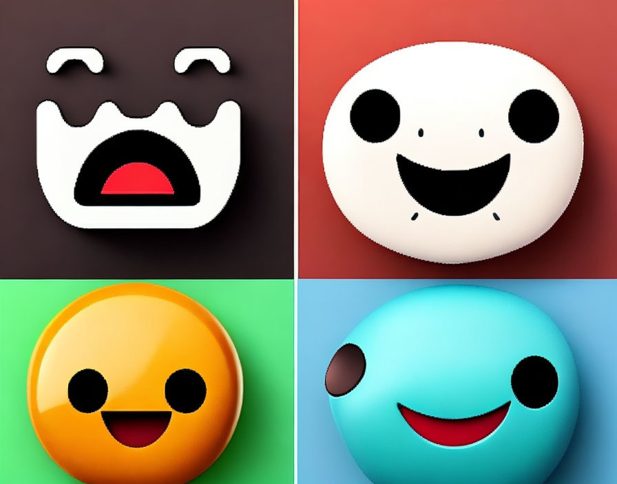 Colorful Squares with Various Face Expressions on Contrasting Backgrounds