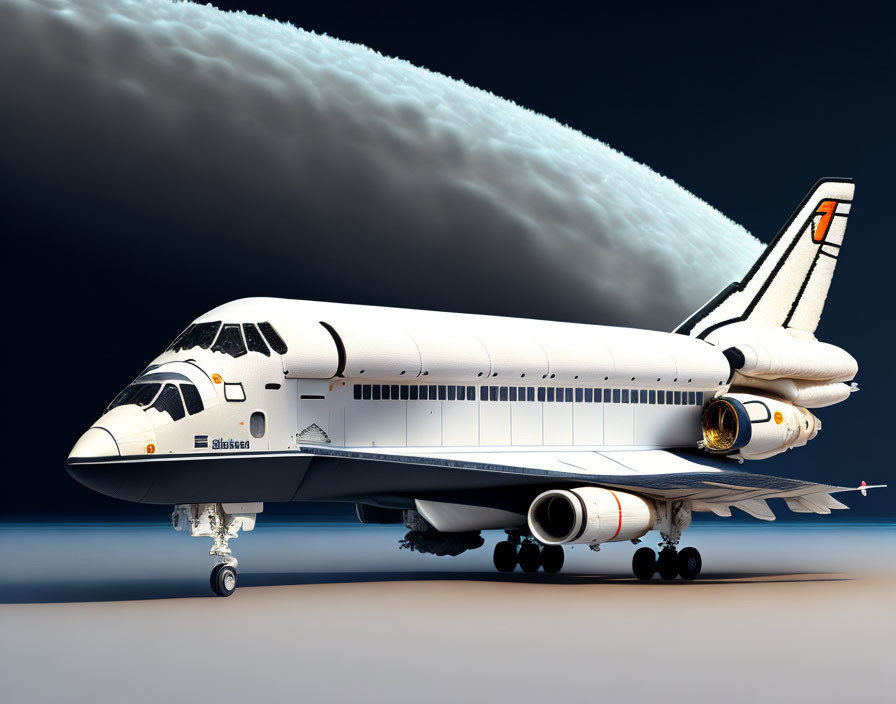 Space Shuttle Attached to Jumbo Jet Mid-Flight 3D Rendering