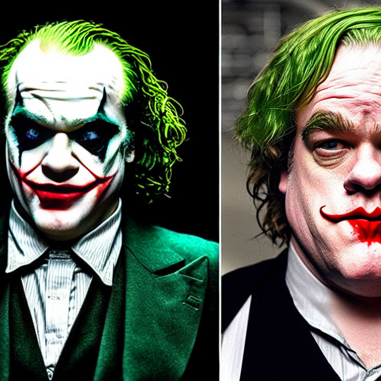 Split Joker Images: Stylized vs. Realistic Portrayals