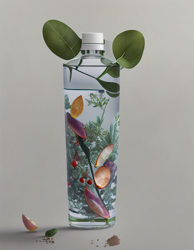 Botanical Infused Water Bottle with Leaves, Herbs, Berries, and Citrus