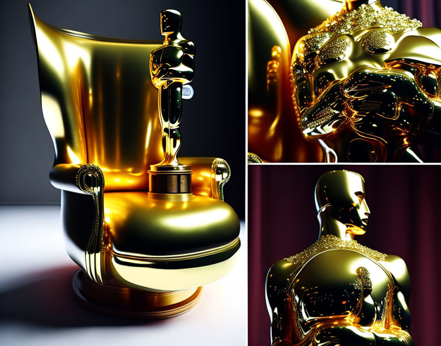 Collage of Oscar Trophy Throne Concept