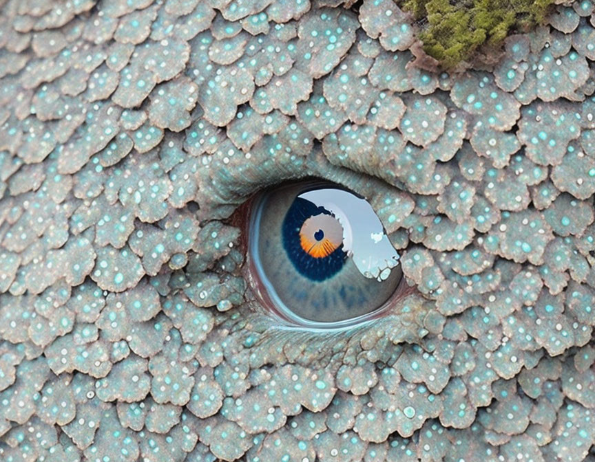 Gecko's Multicolored Iris Close-Up on Textured Skin