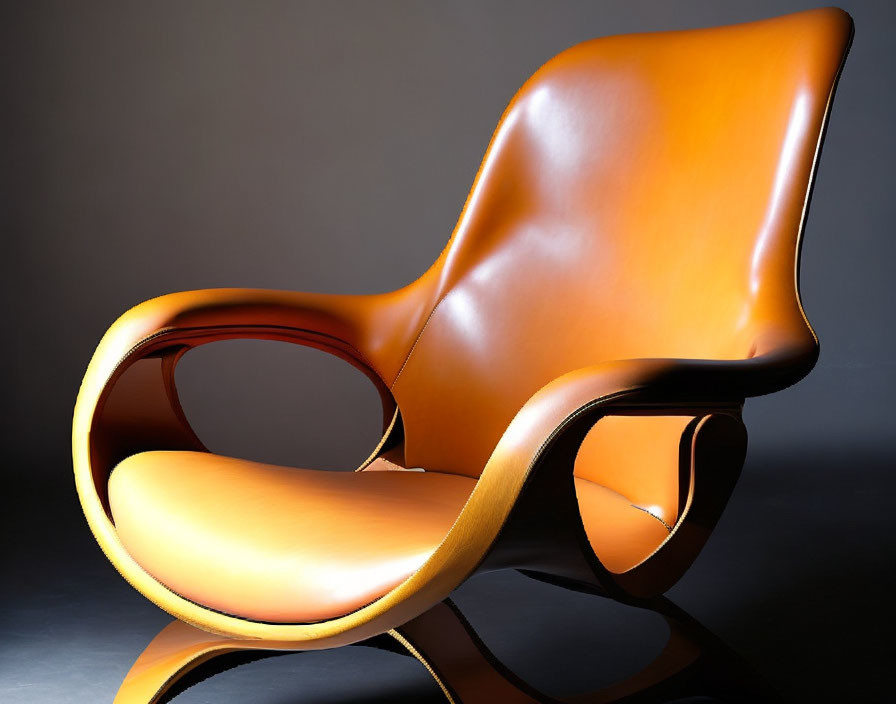 Modern Orange Chair on Dark Gradient Background