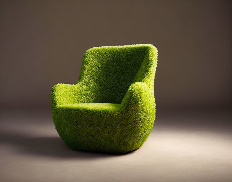 Green Textured Grass-Like Upholstered Chair on Soft Background