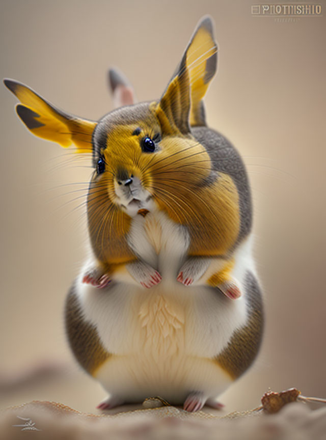 Hybrid Rabbit and Chipmunk Digital Artwork with Golden-Brown Fur