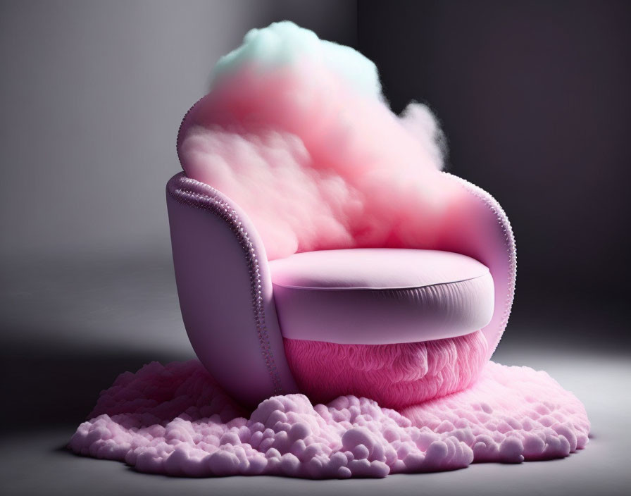 Cloud-Shaped Chair in Pastel Pink and Blue Hues