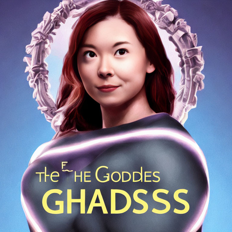 Stylized portrait of a woman with red hair in a graphic with bold "The Goddess GHAD