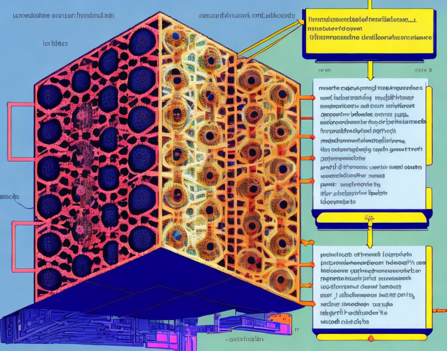 Colorful Abstract 3D Geometric Structures with Cubes and Honeycomb Patterns