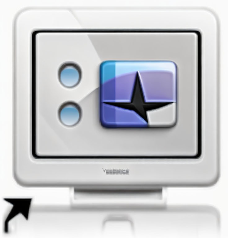 Blue star icon in square on screen with buttons and scrollbar - modern design