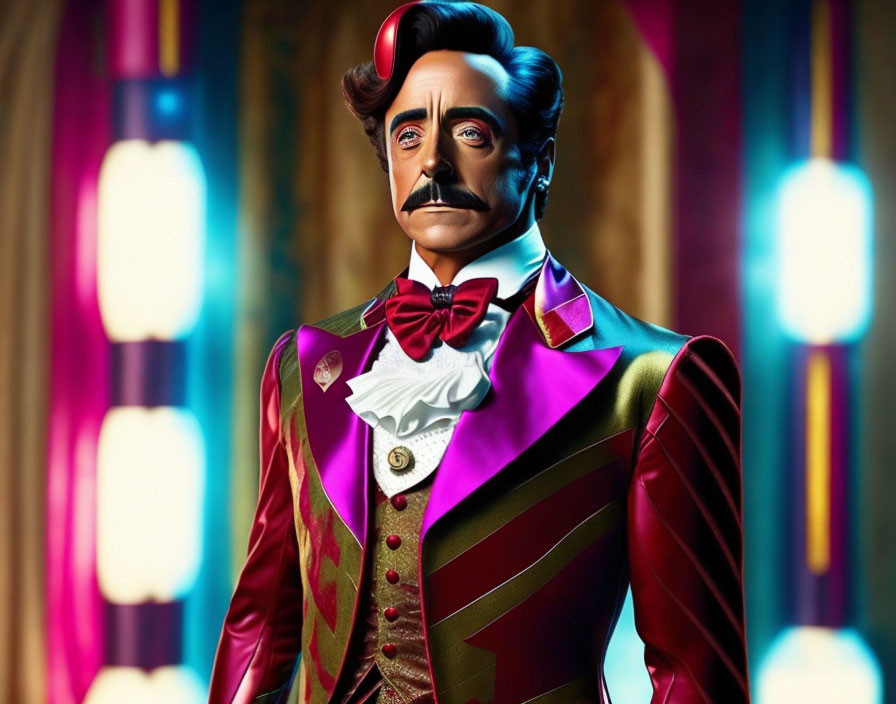 Colorful Ringmaster Character with Slicked-Back Hair