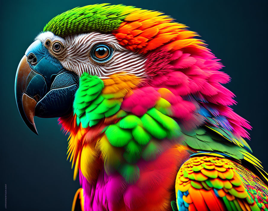 Colorful Macaw Close-Up with Vibrant Feathers and Detailed Beak
