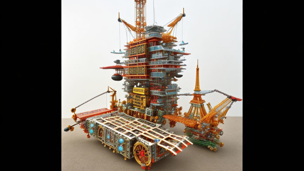 Intricate LEGO spaceship with Asian pagoda-inspired design